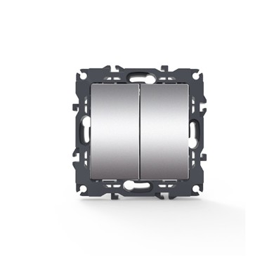 PRIME 2 GANG 1 WAY SWITCH SCREWLESS 1+1P 10AX 250VAC IP20 MATT ALUMINUM