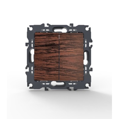 PRIME 2 GANG 1 WAY SWITCH SCREWLESS 1+1P 10AX 250VAC IP20 WOOD