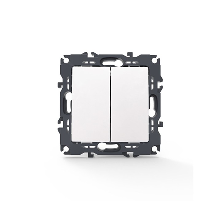 PRIME 2 GANG 2 WAY SWITCH SCREWLESS 1+1P 10AX 250VAC IP20 WHITE