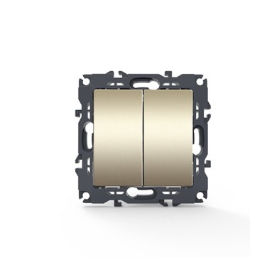 PRIME 2 GANG 2 WAY SWITCH SCREWLESS 1+1P 10AX 250VAC IP20 MATT CHAMPAGNE