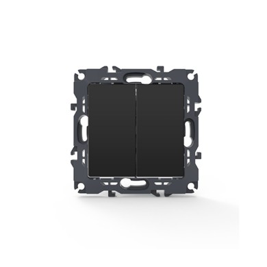 PRIME 2 GANG 2 WAY SWITCH SCREWLESS 1+1P 10AX 250VAC IP20 MATT ANTHRACITE