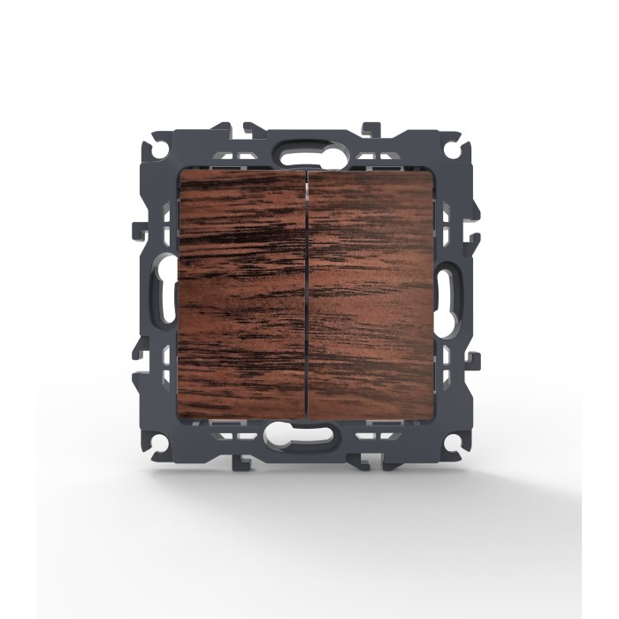 PRIME 2 GANG 2 WAY SWITCH SCREWLESS 1+1P 10AX 250VAC IP20 WOOD