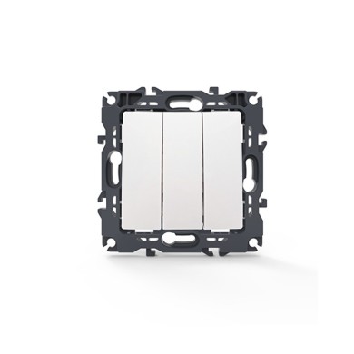 PRIME 3 GANG 1 WAY SWITCH WITH SCREWS 1+1+1P 10AX 250VAC IP20 WHITE