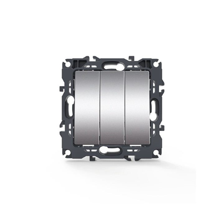 PRIME 3 GANG 1 WAY SWITCH WITH SCREWS 1+1+1P 10AX 250VAC IP20 MATT ALUMINUM