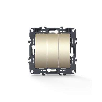 PRIME 3 GANG 1 WAY SWITCH WITH SCREWS 1+1+1P 10AX 250VAC IP20 MATT CHAMPAGNE