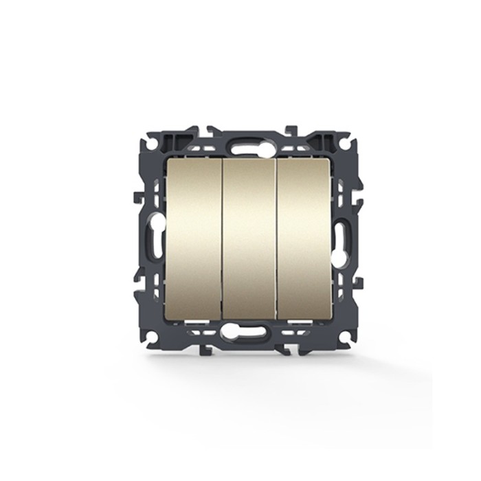 PRIME 3 GANG 1 WAY SWITCH WITH SCREWS 1+1+1P 10AX 250VAC IP20 MATT CHAMPAGNE