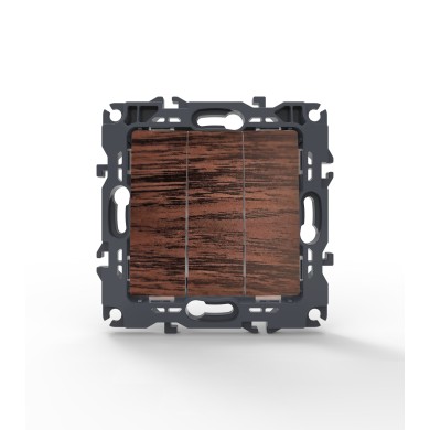 PRIME 3 GANG 1 WAY SWITCH WITH SCREWS 1+1+1P 10AX 250VAC IP20 WOOD