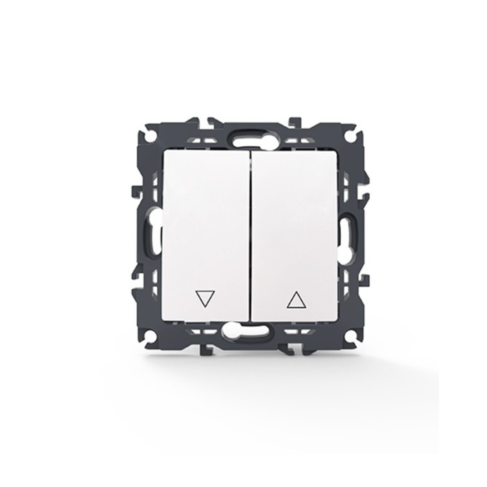 PRIME 2 GANG SHUTTER SWITCH SCREWLESS 1-1P 10AX 250VAC IP20 WHITE
