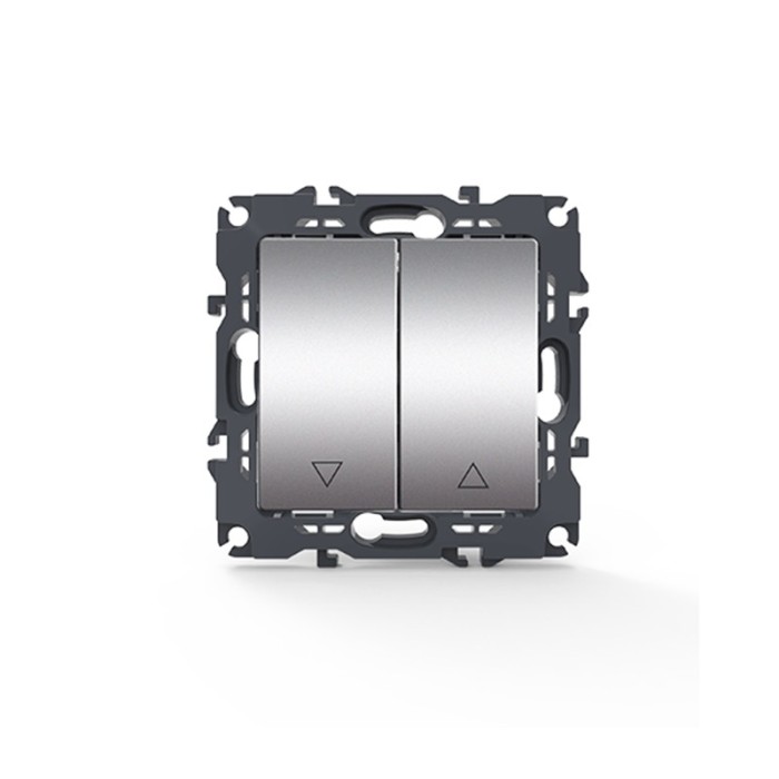 PRIME 2 GANG SHUTTER SWITCH SCREWLESS 1-1P 10AX 250VAC IP20 MATT ALUMINUM