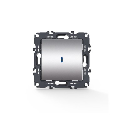 PRIME 1 GANG 2 WAY SWITCH & LED CONTROL LAMP (ON-ON) SCREWLESS 1P 10AX 250VAC IP20 MATT ALUMINUM