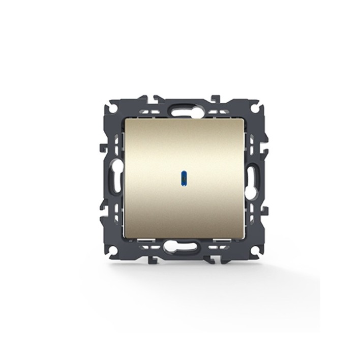 PRIME 1 GANG 2 WAY SWITCH & LED CONTROL LAMP (ON-ON) SCREWLESS 1P 10AX 250VAC IP20 MATT CHAMPAGNE