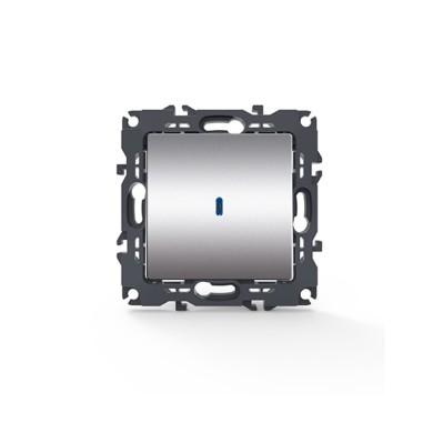 PRIME 1 GANG 2 WAY SWITCH & LED LOCATOR LAMP (ON-OFF) SCREWLESS 1P 10AX 250VAC IP20 MATT ALUMINUM