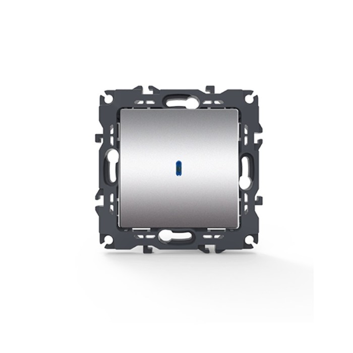 PRIME 1 GANG 2 WAY SWITCH & LED LOCATOR LAMP (ON-OFF) SCREWLESS 1P 10AX 250VAC IP20 MATT ALUMINUM