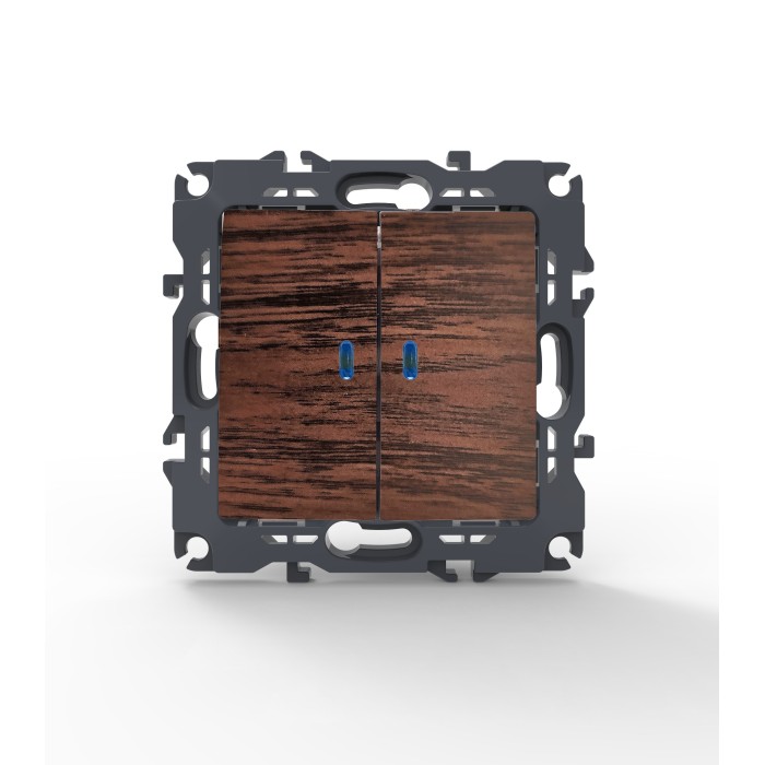 PRIME 2 GANG PUSH BUTTON SHUTTER SWITCH SCREWLESS 1-1P 10AX 250VAC IP20 WOOD