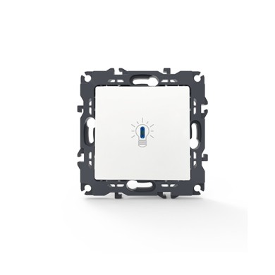 PRIME 1 GANG PUSH BUTTON & LED LAMP SCREWLESS 1P 10A 250VAC IP20 WHITE