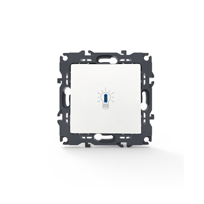 PRIME 1 GANG PUSH BUTTON & LED LAMP SCREWLESS 1P 10A 250VAC IP20 WHITE