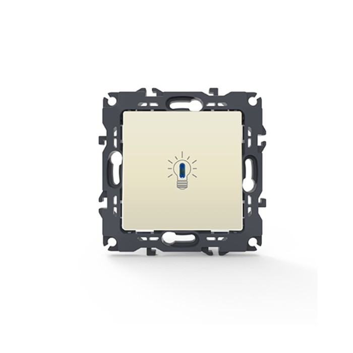 PRIME 1 GANG PUSH BUTTON & LED LAMP SCREWLESS 1P 10A 250VAC IP20 IVORY