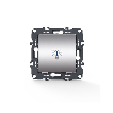 PRIME 1 GANG PUSH BUTTON & LED LAMP SCREWLESS 1P 10A 250VAC IP20 MATT ALUMINUM