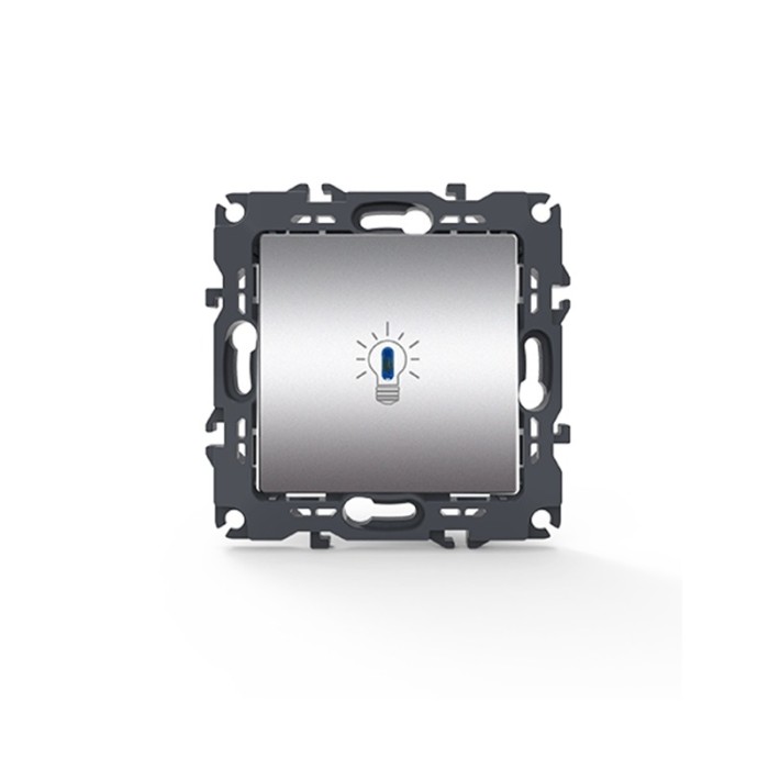 PRIME 1 GANG PUSH BUTTON & LED LAMP SCREWLESS 1P 10A 250VAC IP20 MATT ALUMINUM