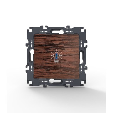 PRIME 1 GANG PUSH BUTTON & LED LAMP SCREWLESS 1P 10A 250VAC IP20 WOOD