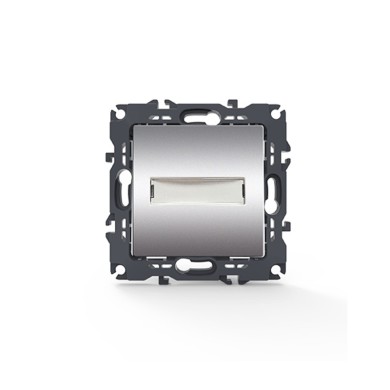 PRIME 1 GANG PUSH BUTTON & NAMEPLATE LED LAMP (12VAC) SCREWLESS 1P 10A 250VAC IP20 MATT ALUMINUM