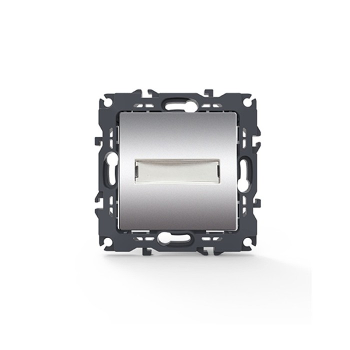 PRIME 1 GANG PUSH BUTTON & NAMEPLATE LED LAMP (12VAC) SCREWLESS 1P 10A 250VAC IP20 MATT ALUMINUM