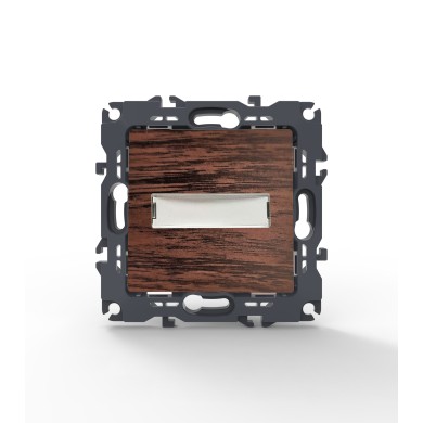 PRIME 1 GANG PUSH BUTTON & NAMEPLATE LED LAMP (12VAC) SCREWLESS 1P 10A 250VAC IP20 WOOD