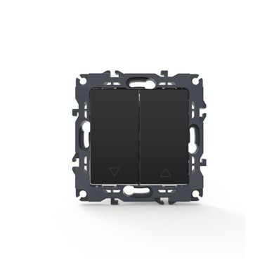 PRIME 2 GANG PUSH BUTTON SHUTTER SWITCH SCREWLESS 1-1P 10AX 250VAC IP20 MATT ANTHRACITE