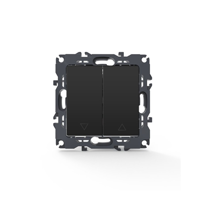 PRIME 2 GANG PUSH BUTTON SHUTTER SWITCH SCREWLESS 1-1P 10AX 250VAC IP20 MATT ANTHRACITE