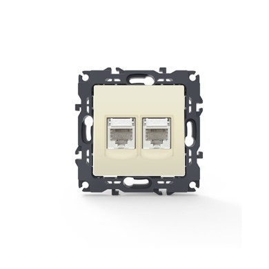 PRIME TELEPHONE SOCKET 2xRJ11 CAT3 IP20 IVORY