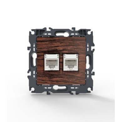 PRIME TELEPHONE SOCKET 2xRJ11 CAT3 IP20 WOOD