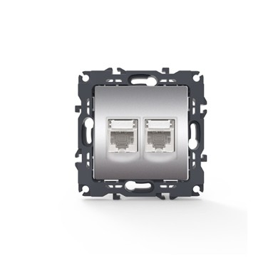 PRIME LAN SOCKET 2xRJ45 CAT6 UTP IP20 MATT ALUMINUM