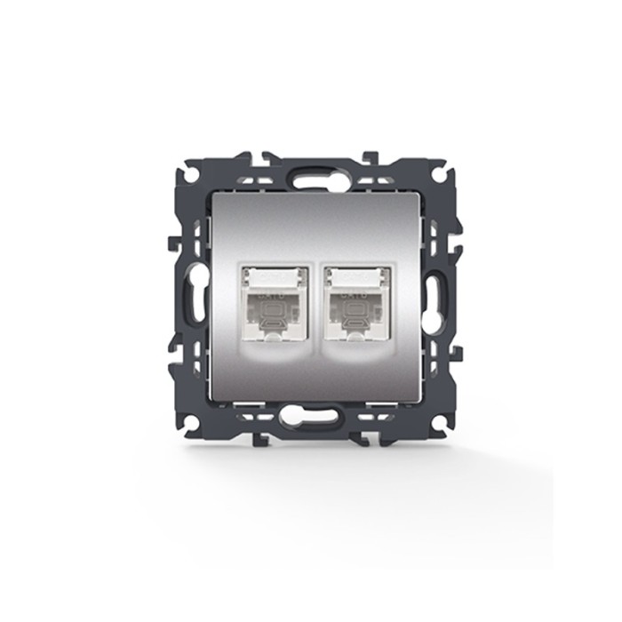 PRIME LAN SOCKET 2xRJ45 CAT6 UTP IP20 MATT ALUMINUM