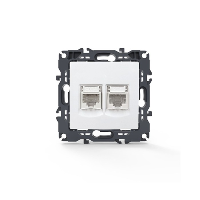 PRIME TELEPHONE SOCKET 1xRJ11 CAT3 IP20 & LAN SOCKET 1xRJ45 CAT6 UTP IP20 WHITE