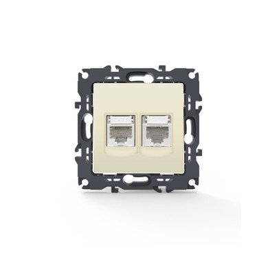 PRIME TELEPHONE SOCKET 1xRJ11 CAT3 IP20 & LAN SOCKET 1xRJ45 CAT6 UTP IP20 IVORY