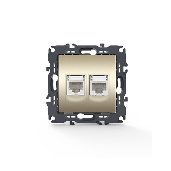 PRIME TELEPHONE SOCKET 1xRJ11 CAT3 IP20 & LAN SOCKET 1xRJ45 CAT6 UTP IP20 MATT CHAMPAGNE