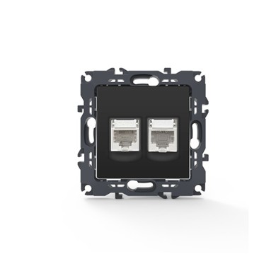 PRIME ΠΡΙΖΑ ΤΗΛΕΦΩΝΟΥ ΜΕ ΒΥΣΜΑ 1XRJ11 CAT3 IP20 & ΠΡΙΖΑ ΔΙΚΤΥΟΥ MAT ΑΝΘΡΑΚΙ ΜΕ ΒΥΣΜΑ 1XRJ45 CAT6 UTP IP20