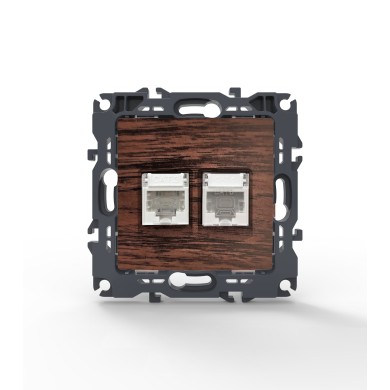 PRIME TELEPHONE SOCKET 1xRJ11 CAT3 IP20 & LAN SOCKET 1xRJ45 CAT6 UTP IP20 WOOD