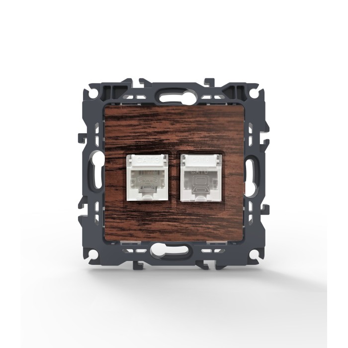 PRIME TELEPHONE SOCKET 1xRJ11 CAT3 IP20 & LAN SOCKET 1xRJ45 CAT6 UTP IP20 WOOD