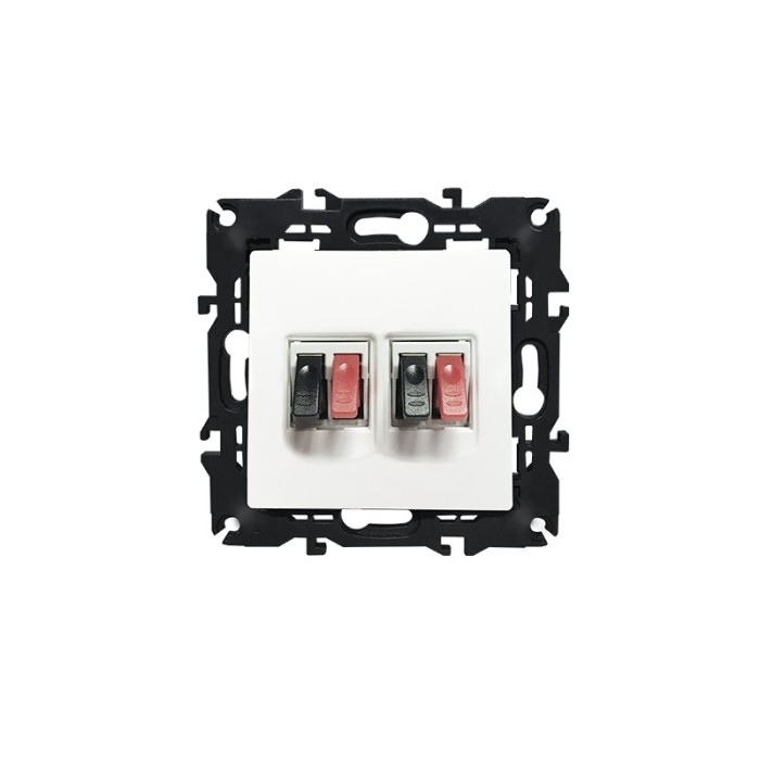 PRIME DOUBLE AUDIO SOCKET SCREWLESS 36-230VAC IP20 WHITE