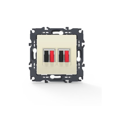 PRIME DOUBLE AUDIO SOCKET SCREWLESS 36-230VAC IP20 IVORY