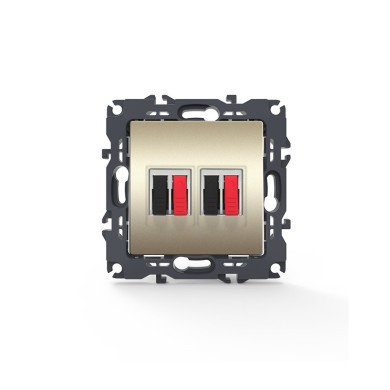 PRIME DOUBLE AUDIO SOCKET SCREWLESS 36-230VAC IP20 MATT CHAMPAGNE