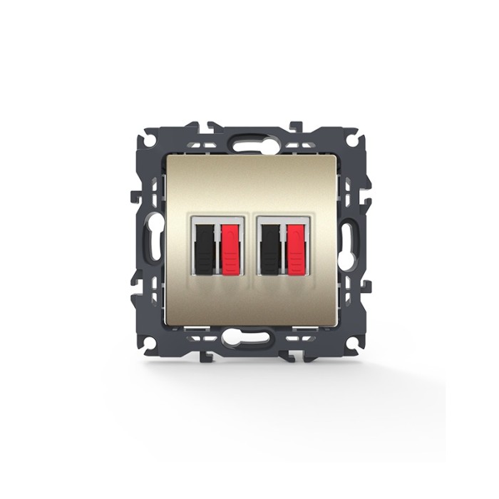 PRIME DOUBLE AUDIO SOCKET SCREWLESS 36-230VAC IP20 MATT CHAMPAGNE