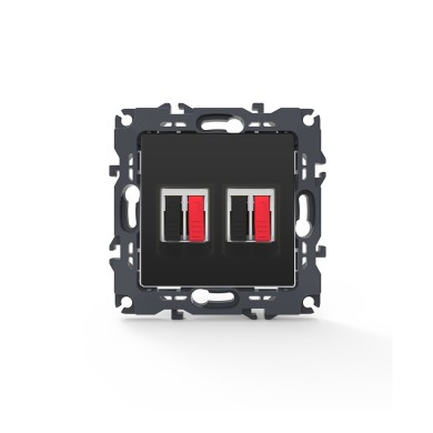 PRIME DOUBLE AUDIO SOCKET SCREWLESS 36-230VAC IP20 MATT ANTHRACITE