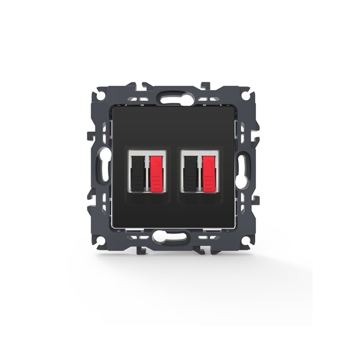 PRIME DOUBLE AUDIO SOCKET SCREWLESS 36-230VAC IP20 MATT ANTHRACITE