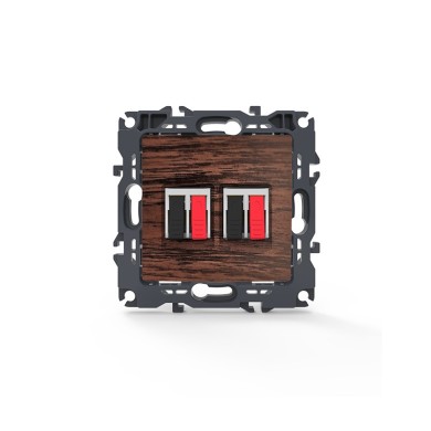 PRIME DOUBLE AUDIO SOCKET SCREWLESS 36-230VAC IP20 WOOD