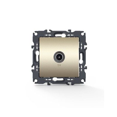 PRIME TV SOCKET END-LINE MALE CONNECTOR & SURGE PROTECTION IP20 MATT CHAMPAGNE