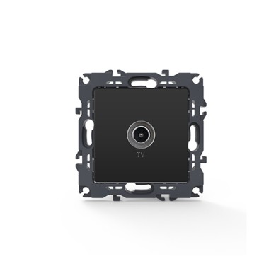 PRIME TV SOCKET END-LINE MALE CONNECTOR & SURGE PROTECTION IP20 MATT ANTHRACITE