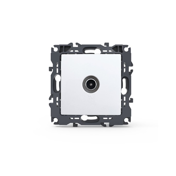 PRIME TV SOCKET THROUGH-LINE MALE CONNECTOR & SURGE PROTECTION IP20 WHITE