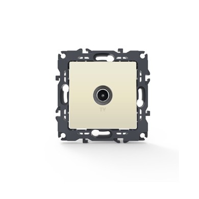 PRIME TV SOCKET THROUGH-LINE MALE CONNECTOR & SURGE PROTECTION IP20 IVORY